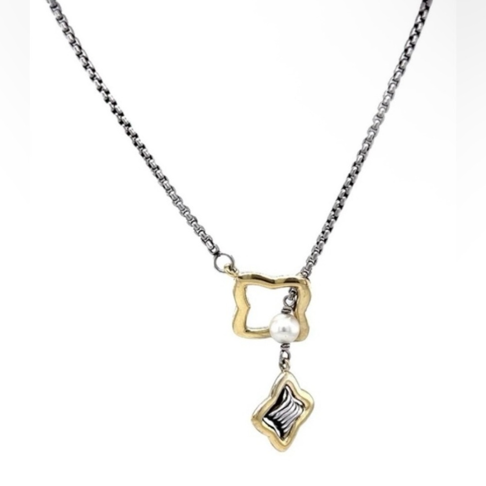 NEW DAVID YURMAN QUATREFOIL LARIAT PEARL NECKLACE, from Neiman Marcus